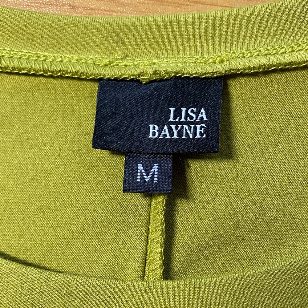 LISA BAYNE Long Sleeve Ruched Tunic Top Blouse Crew Neck Pullover Green Sz M - Picture 5 of 5